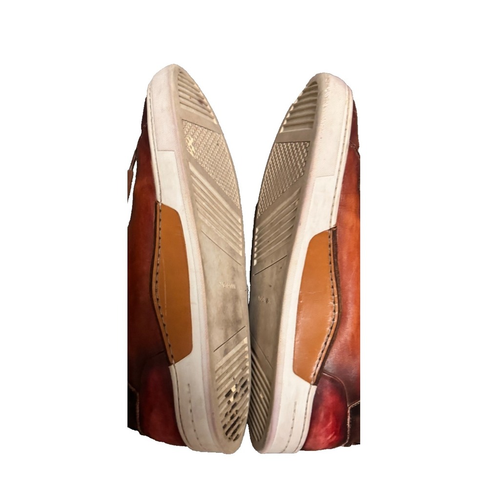 Magnanni Ottawa shoes 10.5 brown Amadeo Burnished Leather LowTop Sneakers cognac - Picture 10 of 11